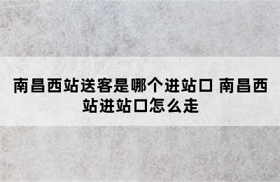 南昌西站送客是哪个进站口 南昌西站进站口怎么走